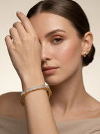 Opulent Diamond Bangle | Wide Profile | Gold Plated