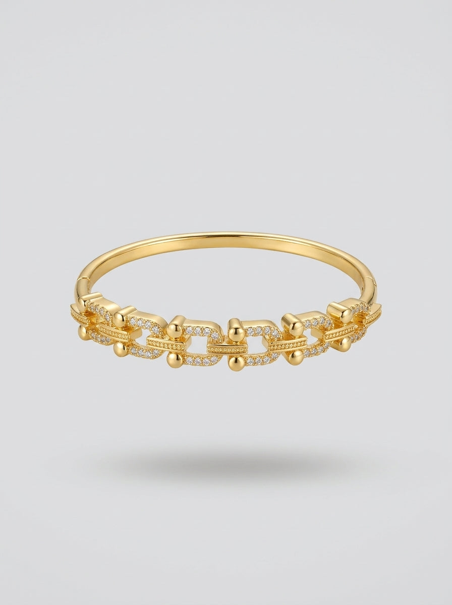 Regal Diamond Bangle | Gold Plated | Elegant Opening Design