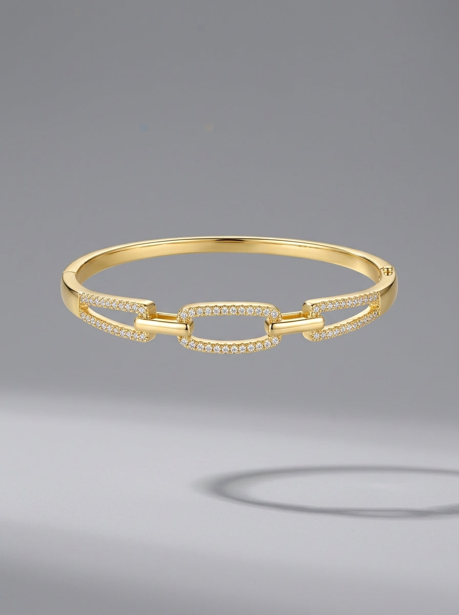 Opulent Diamond Bangle | Gold Plated | Statement Piece