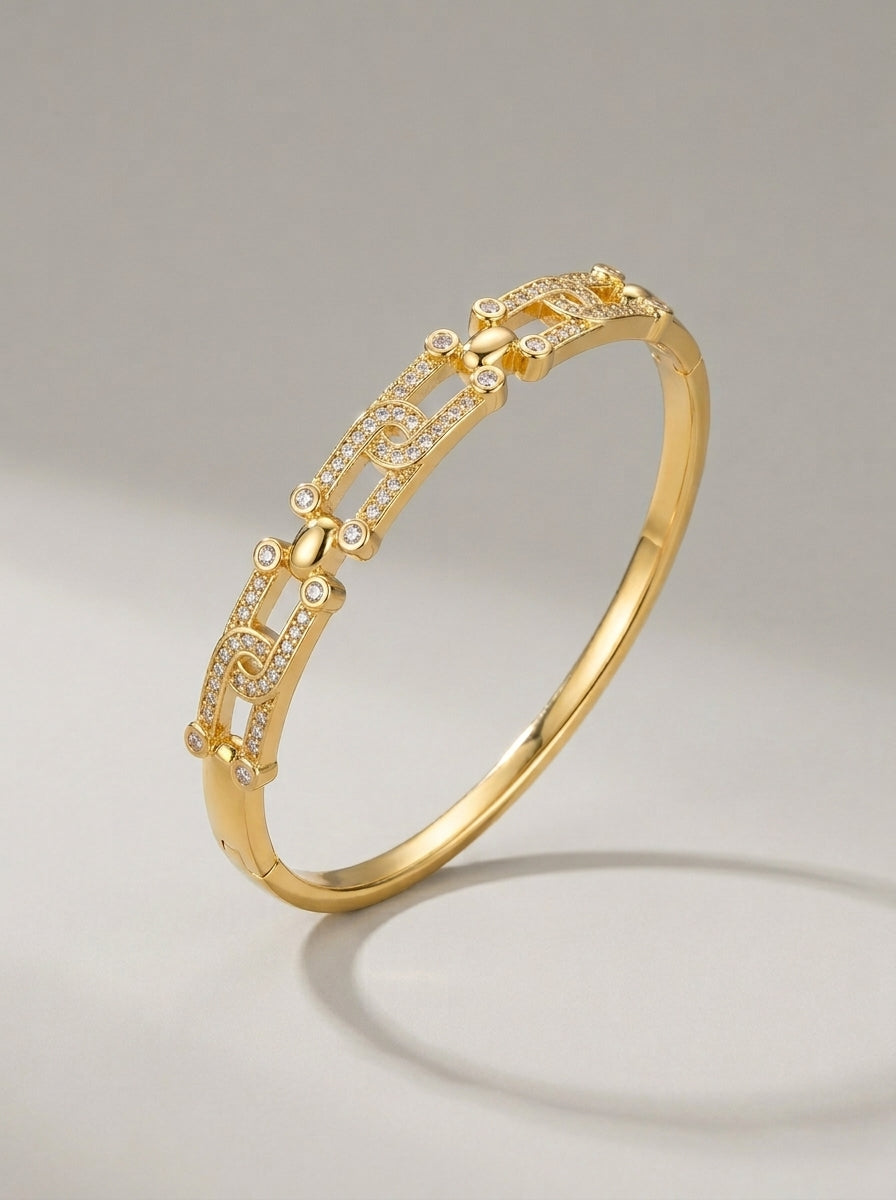 Graceful Diamond Bangle | Gold Plated | Timeless Elegance