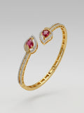 Ruby Radiance Bangle | Red Diamond Studded | Gold Plated
