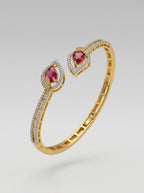 Ruby Radiance Bangle | Red Diamond Studded | Gold Plated