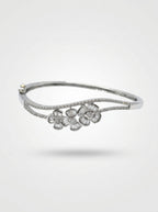 Sophisticated Silver Bangle | Diamond Studded | Wide Profile
