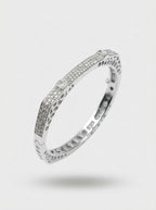 Statement Silver Bangle | Diamond Studded | Elegant Profile