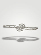 Refined Silver Bangle | Diamond Studded | Sleek Design