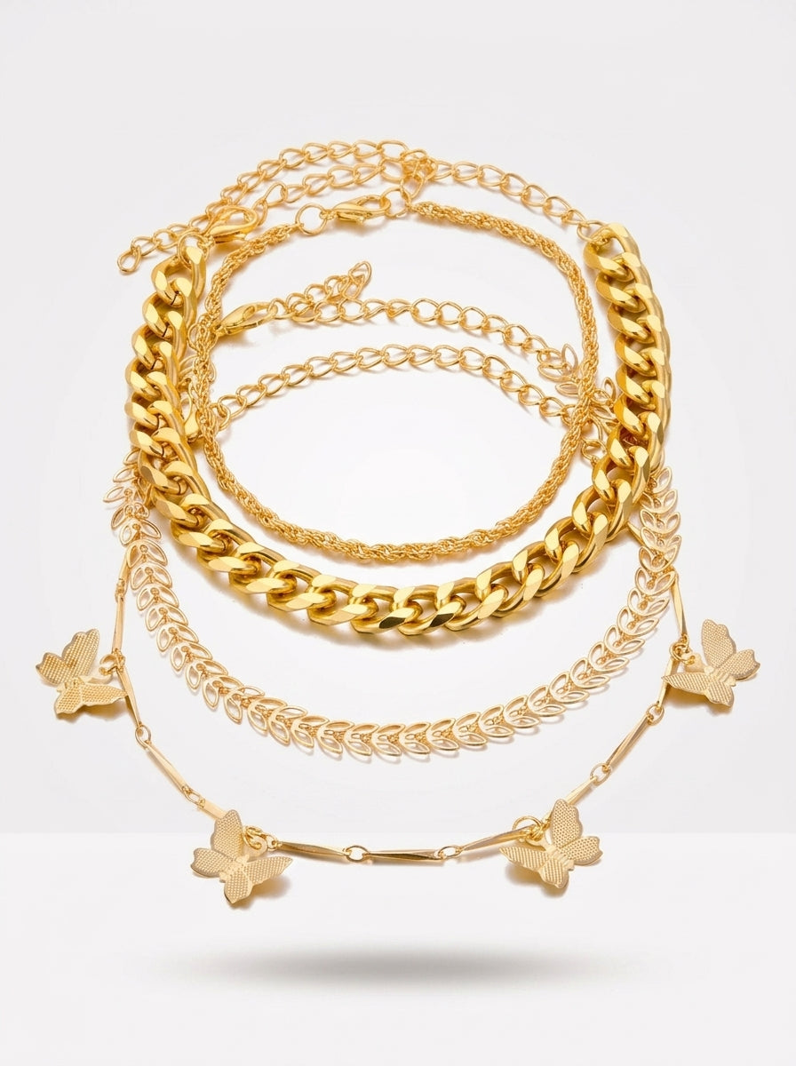 Layered Luxury Bracelet Set | Multi-Strand | Adjustable Gold Plated