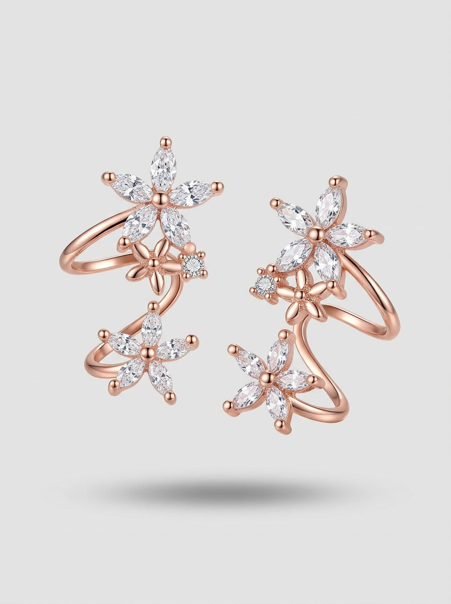 Triple Star Earcuffs | Rose Gold Plated | American Diamond