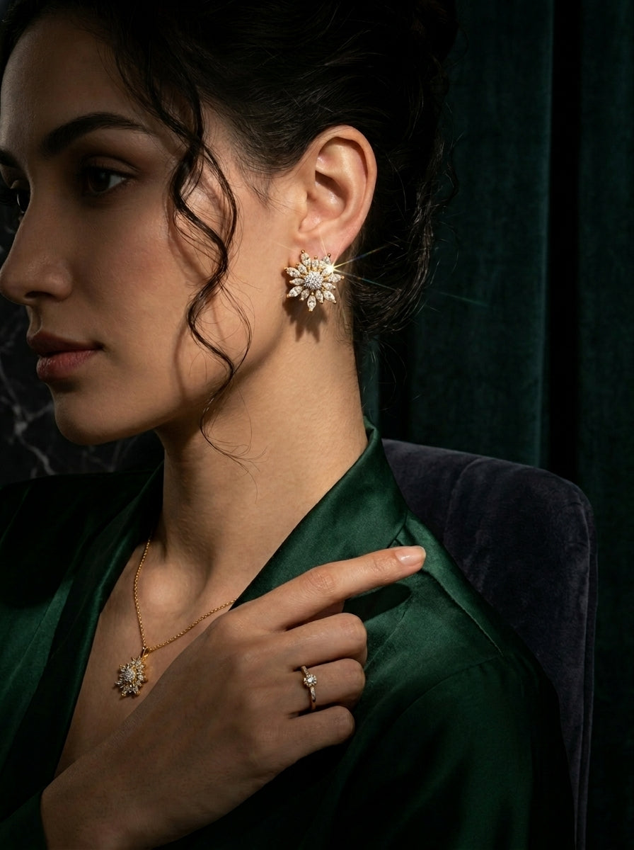 Sophisticated Sparkle Studs | Diamond Studded | Gold Plated