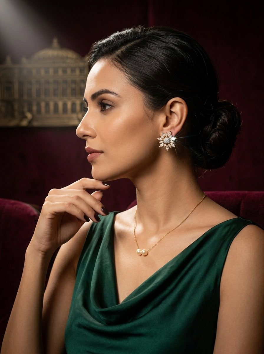 Sophisticated Sparkle Studs | Diamond Studded | Gold Plated