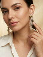 Majestic Cascade Earrings | Diamond Studded | Gold Plated