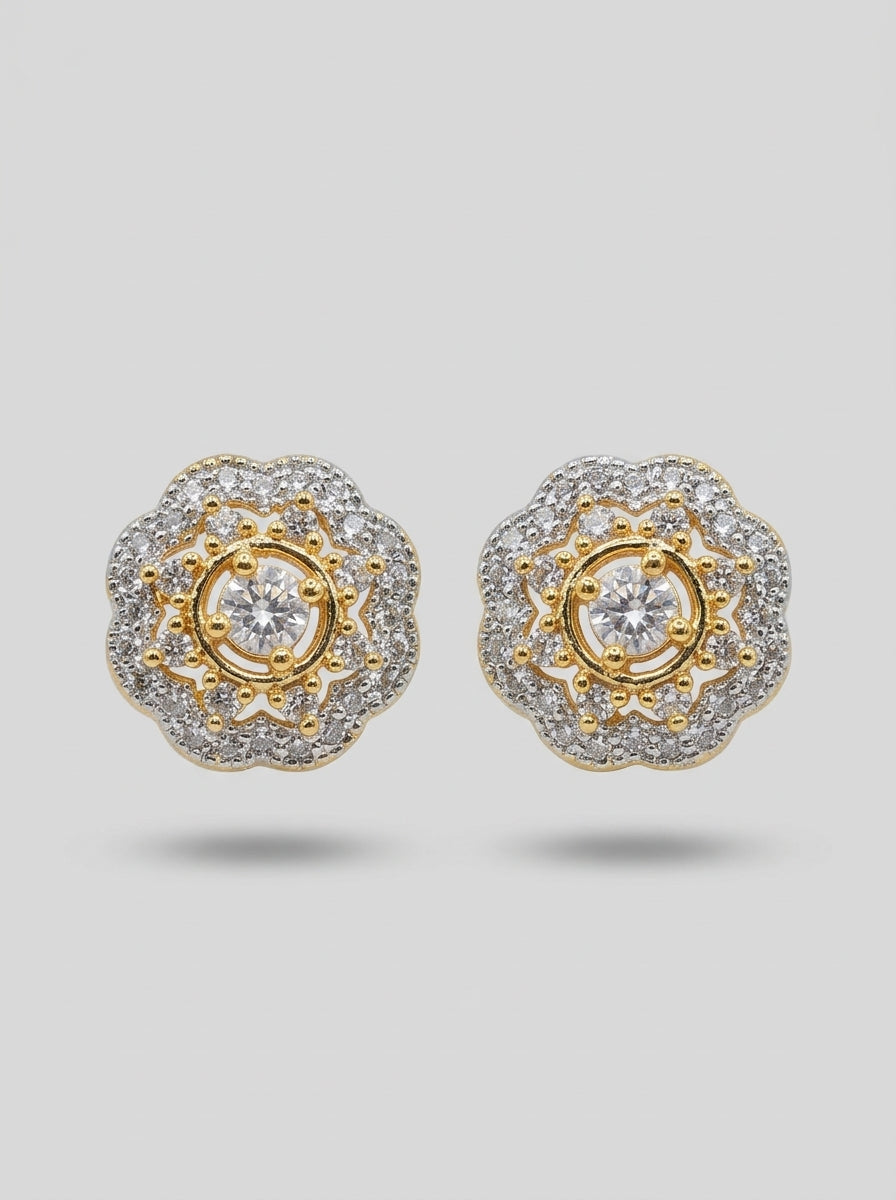 Classic Radiance Studs | Diamond Studded | Gold Plated
