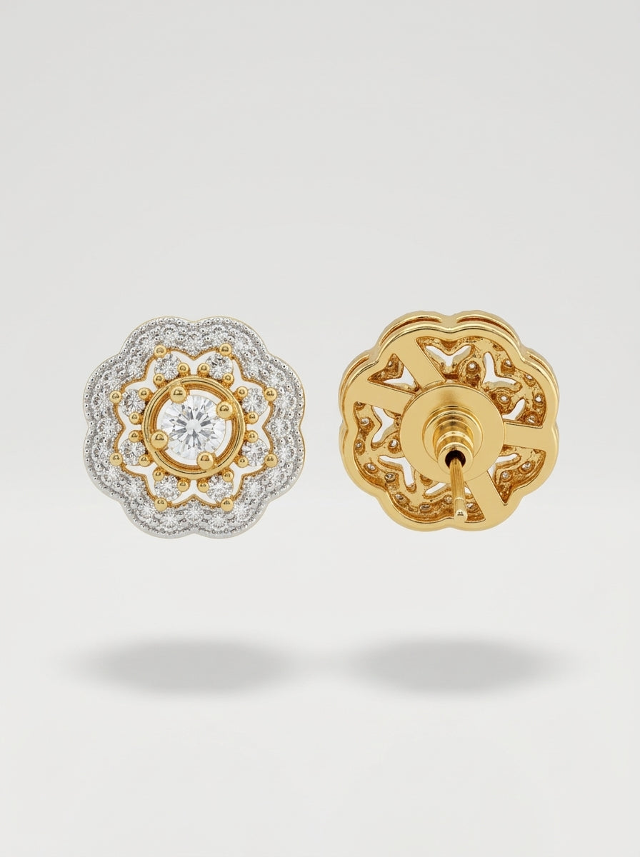 Classic Radiance Studs | Diamond Studded | Gold Plated