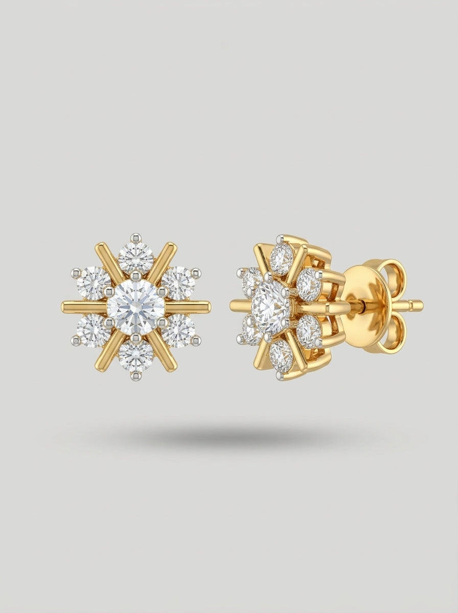 Subtle Elegance Studs | Diamond Studded | Gold Plated
