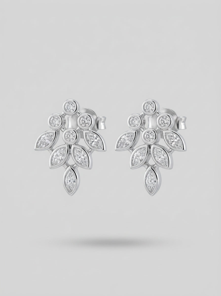 Contemporary Silver Studs | Diamond Studded | Medium Profile