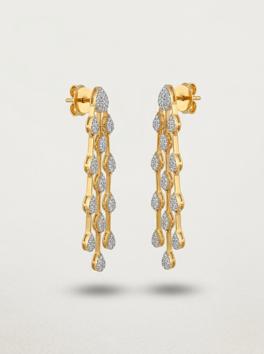 Majestic Linear Earrings | Diamond Studded | Gold Plated Drops
