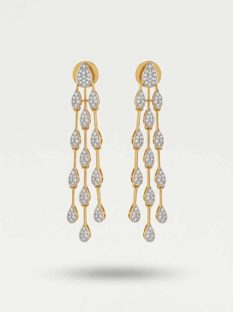 Majestic Linear Earrings | Diamond Studded | Gold Plated Drops