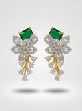 Emerald Garden Studs | Green Stone & Diamond | Gold Plated
