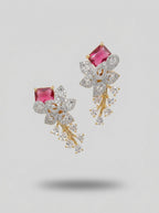 Blush Romance Studs | Pink Stone & Diamond | Gold Plated