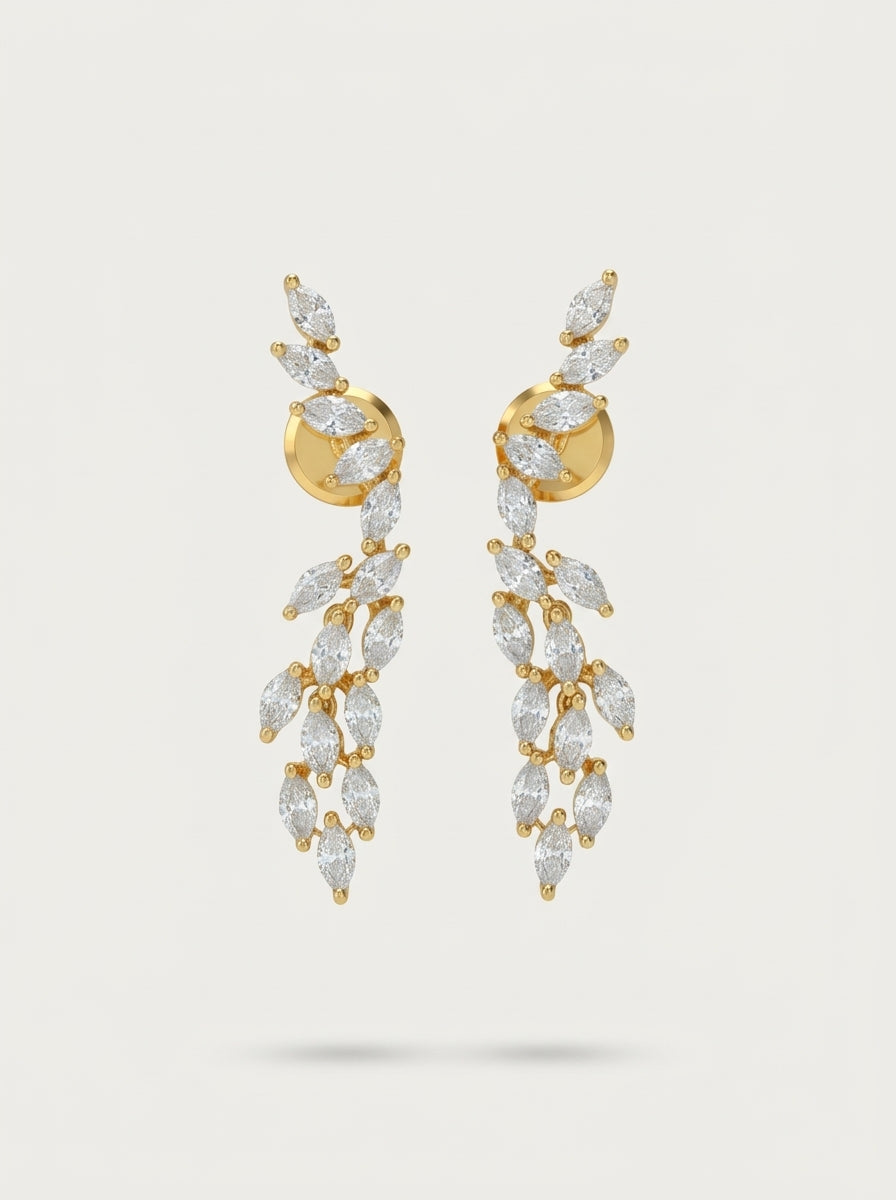 Elegant Drop Earrings | Diamond Studded | Gold Plated