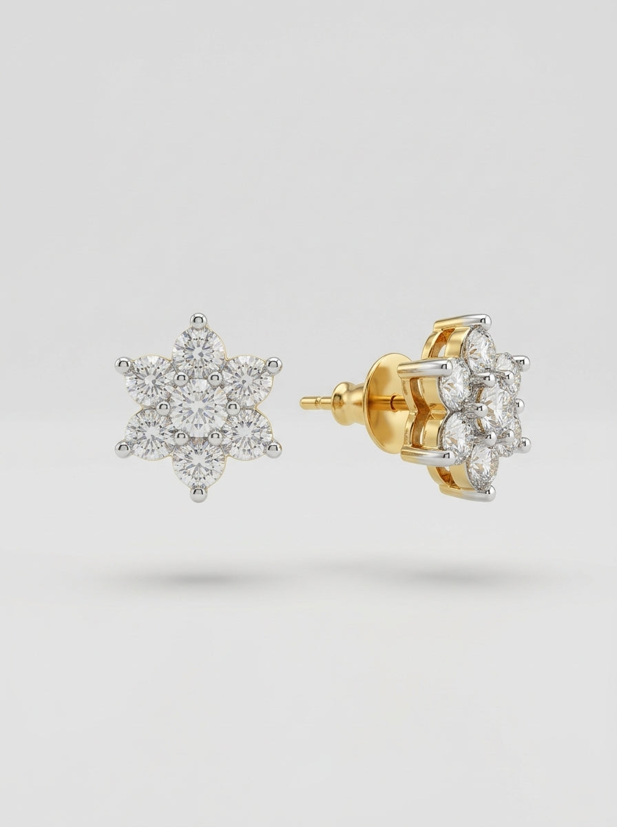 Delicate Round Studs | Diamond Studded | Gold Plated