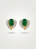 Emerald Petite Studs | Green Stone & Diamond | Gold Plated