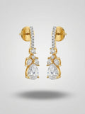 Streamline Bar Earrings | Diamond Studded | Gold Plated