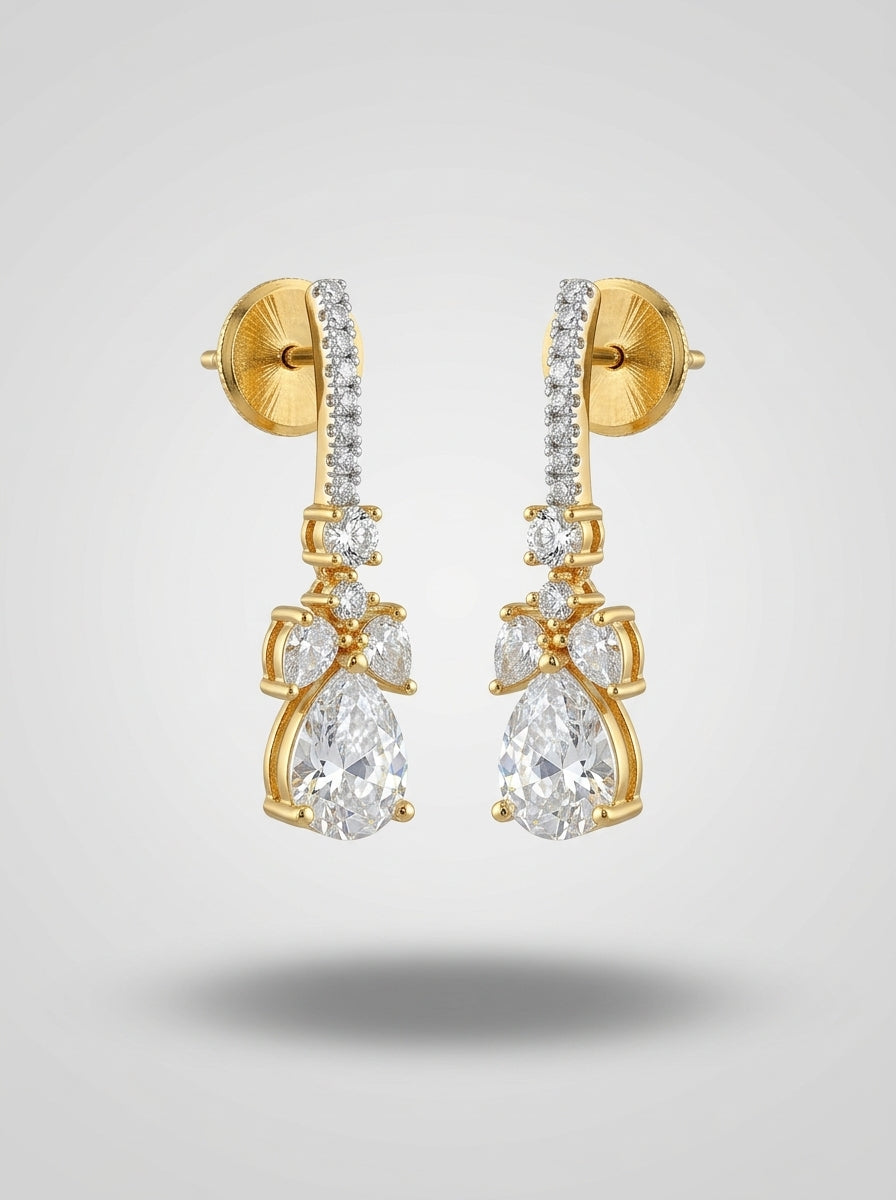 Streamline Bar Earrings | Diamond Studded | Gold Plated