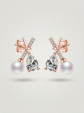 Cross Statement Studs | Rose Gold Plated | Diamond Studded
