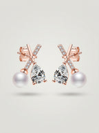 Cross Statement Studs | Rose Gold Plated | Diamond Studded