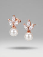 Pearl Dew Drop Earrings | Rose Gold Plated | Korean Style