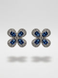 Sapphire Elegance Studs | Blue Stone & Diamond | Silver Plated