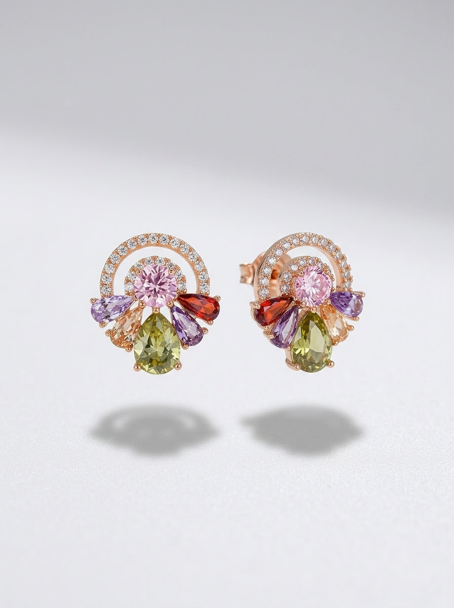 Geometric Spectrum Studs | Multicolor Cubic Zirconia