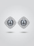 Classic Square Studs | Diamond Studded | Silver Plated