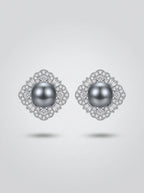 Classic Square Studs | Diamond Studded | Silver Plated