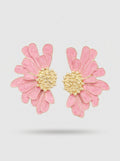Pink Blossom Heart Earrings | Flower Design | Gold Plated