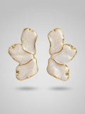 White Petal Earrings | Flower Design | Gold Plated