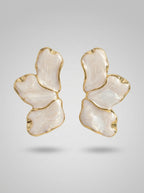 White Petal Earrings | Flower Design | Gold Plated