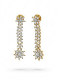 Dramatic Linear Earrings | Diamond Studded | Gold Plated