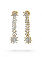 Dramatic Linear Earrings | Diamond Studded | Gold Plated