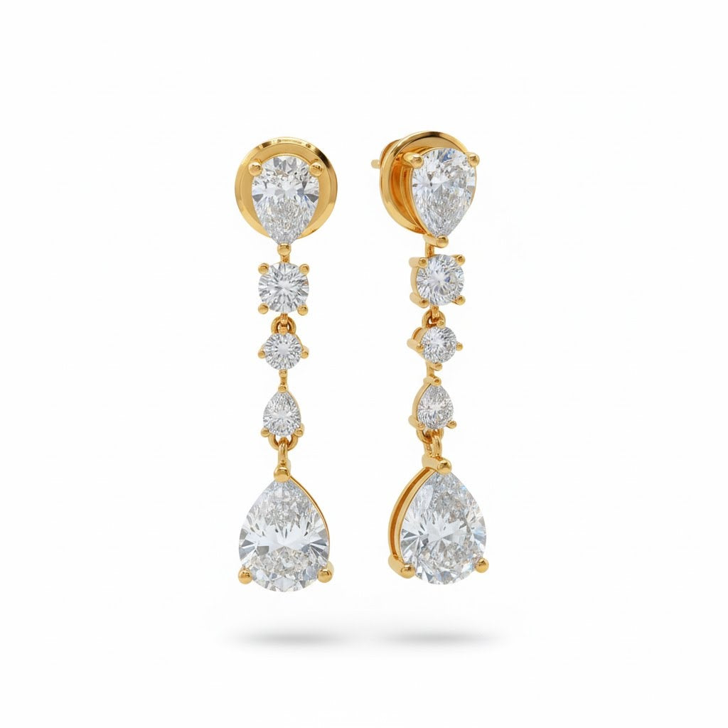 Sleek Bar Earrings | Diamond Studded | Gold Plated