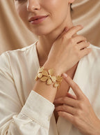 Blooming Garden Cuff Bracelet | Anti-Tarnish Gold Plated | Floral Design