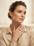 Imperial Statement Ring | Oversized Diamond Studded | Gold Plated