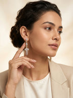 Cascade Elegance Earrings | Diamond Studded | Gold Plated Danglers