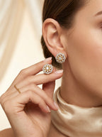 Classic Radiance Studs | Diamond Studded | Gold Plated