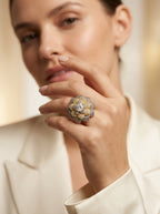 Prestige Statement Ring | Oversized Diamond Design | Gold Plated
