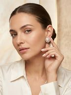 Luminous Pearl & Diamond Studs | Gold Plated