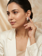 Oval Pearl Drop Studs | Diamond & Pearl | Gold Plated