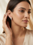 Oval Pearl Drop Studs | Diamond & Pearl | Gold Plated