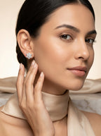 Delicate Round Studs | Diamond Studded | Gold Plated