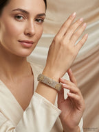 Regal Diamond Bangle | Statement Width | Gold Plated